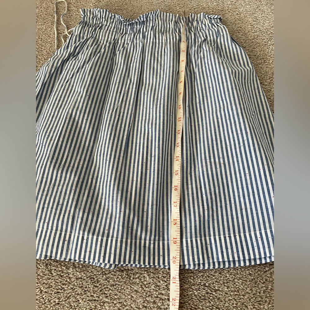 Club Monaco Striped Blue & White Faux Wrap Cotton Skirt - Picture 12 of 13